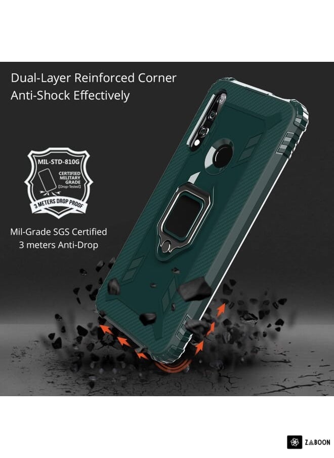 Zaboon - Protective Case Cover For Huawei P Smart Z Carbon Fiber Protective Case with 360 Degree Rotating Ring Holder - Image 1