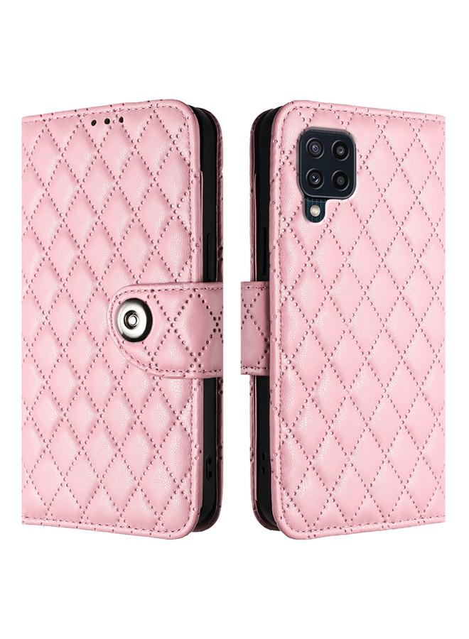 S-TOP Case For Samsung Galaxy M32 4G / M22 Rhombic Texture Flip Leather Phone Case with Lanyard - Image 2