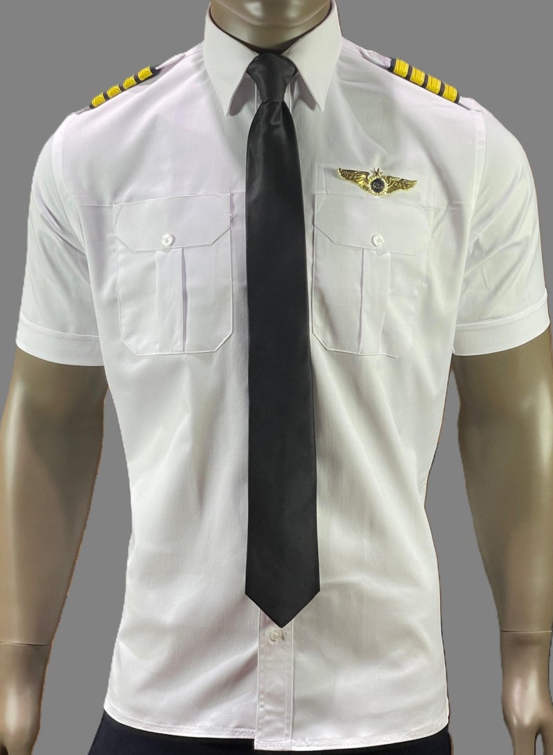 Pro Pilot zone Men's Short-Sleeve Pilot Shirt – American Lycra – White  - Image 1