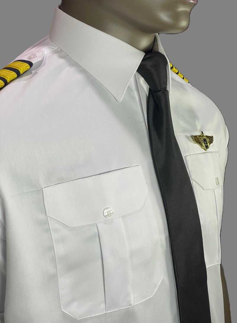 Pro Pilot zone Men's Short-Sleeve Pilot Shirt – American Lycra – White  - Image 3