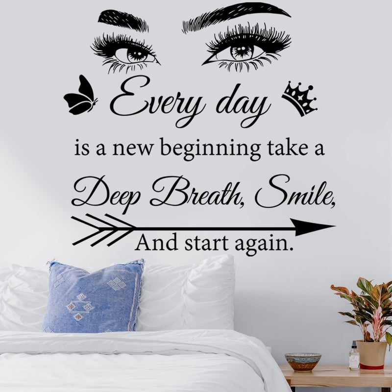 Casa Decor Motivational Wall Decal Quotes Every Day is a New Beginning Vinyl Wall Stickers Positive Word Letter Decals Inspirational Wall Sticker for Bedroom Living Room Bathroom Office Yoga Decor. - Image 2