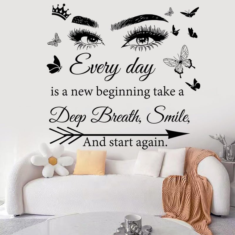 Casa Decor Motivational Wall Decal Quotes Every Day is a New Beginning Vinyl Wall Stickers Positive Word Letter Decals Inspirational Wall Sticker for Bedroom Living Room Bathroom Office Yoga Decor. - Image 1