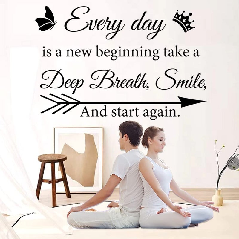 Casa Decor Motivational Wall Decal Quotes Every Day is a New Beginning Vinyl Wall Stickers Positive Word Letter Decals Inspirational Wall Sticker for Bedroom Living Room Bathroom Office Yoga Decor. - Image 4
