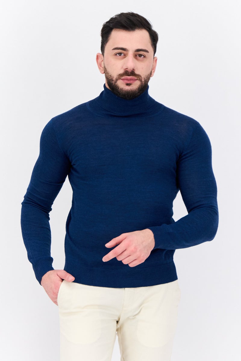 Sorbino سويت شيرت رجالي بأكمام طويلة وياقة مرتفعة، لون كحلي - Image 1