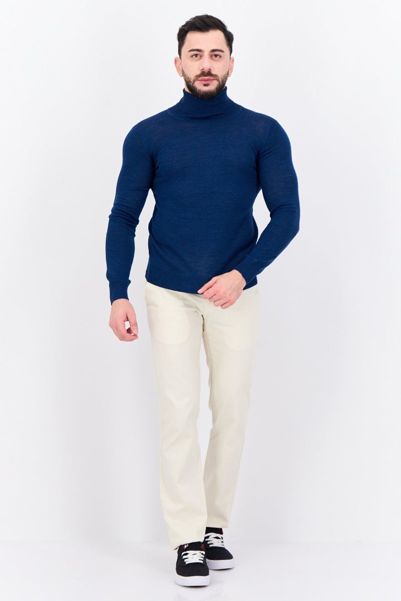 Sorbino Men Mock Neck Long Sleeves Heather Sweatshirt, Navy - Image 4