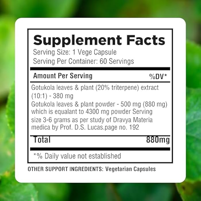 Herbsforever Gotu Kola (Centella Asiatica)-Extra Strength(10:1) Extract Equiv. to 4300 mg Leaves & Plant Powder Per Serving Support Cognitive,Memory Focus,Calm,Skin |60Veg Capsules|800mg|Adaptogen - Image 3