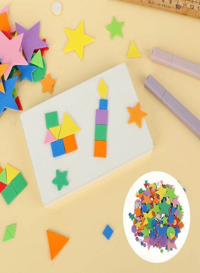 BOHUIZ 313 Pcs Foam Stickers Foam Geometric Shape Stickers, 10 Colors Self Adhesive Circle Square Triangle Pentagram Geometric Stickers for DIY Crafts Scrapbooking School Project Party Decor - Image 4