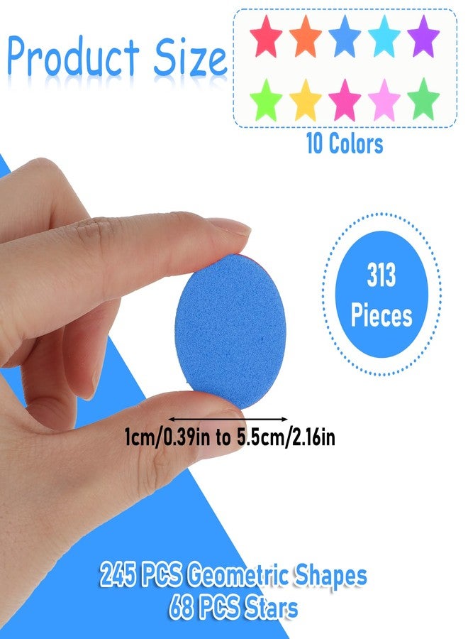 BOHUIZ 313 Pcs Foam Stickers Foam Geometric Shape Stickers, 10 Colors Self Adhesive Circle Square Triangle Pentagram Geometric Stickers for DIY Crafts Scrapbooking School Project Party Decor - Image 2