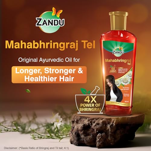 Zandu Mahabhringraj Tel (200ml): Original Hair Oil with 100% Pure Sesame Oil | 4X Power of Bhringraj | Scientifically Proven | 13 Potent Herbs | Hair Fall Control, No Parabens, Harmful Chemicals - Image 2