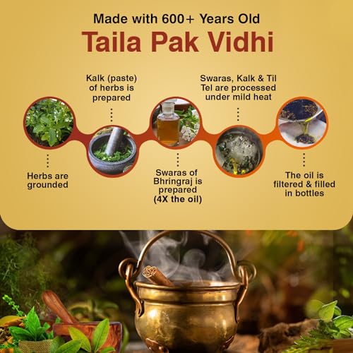 Zandu Mahabhringraj Tel (200ml): Original Hair Oil with 100% Pure Sesame Oil | 4X Power of Bhringraj | Scientifically Proven | 13 Potent Herbs | Hair Fall Control, No Parabens, Harmful Chemicals - Image 3