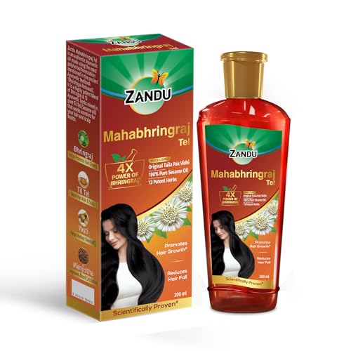 Zandu Mahabhringraj Tel (200ml): Original Hair Oil with 100% Pure Sesame Oil | 4X Power of Bhringraj | Scientifically Proven | 13 Potent Herbs | Hair Fall Control, No Parabens, Harmful Chemicals - Image 1