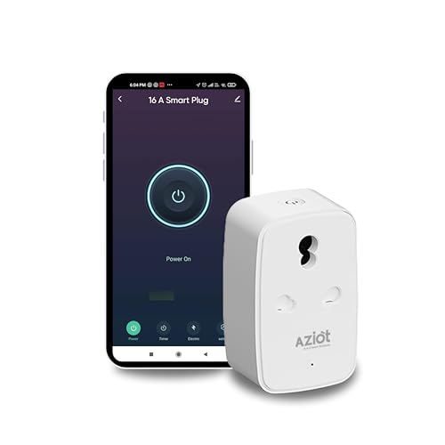 AZIOT 16A Smart Plug with Energy Monitoring, WiFi & Bluetooth, Suitable for Large Appliances like Geysers, Microwave Ovens, Air Conditioners. Works with Alexa & Google Home - Image 1