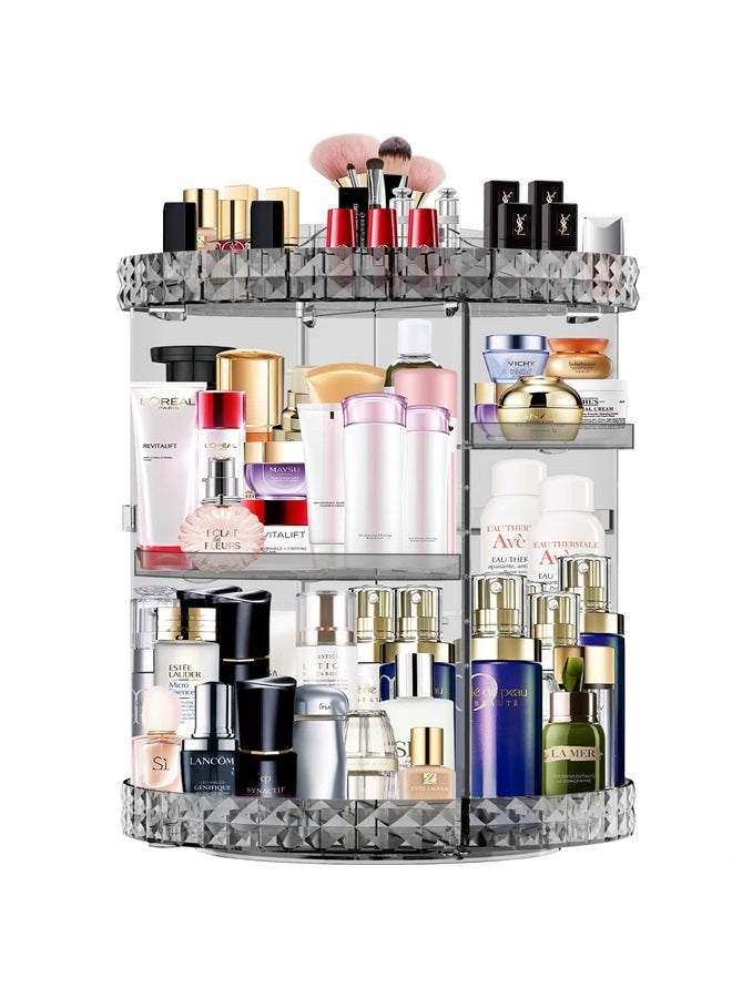 Miserwe Makeup Organizer 360 Degree Rotating 7 Adjustable Layers Large Capacity Cosmetic Organizer Transparent Make Up Organizers and Storage