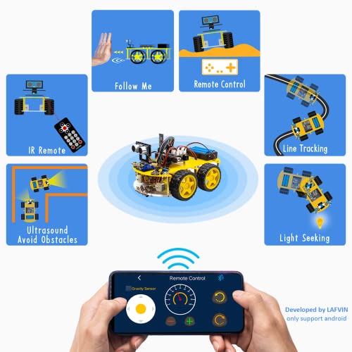LAFVIN 4WD Multi Robot Car Kit Upgraded V2.0 Robot STEM/Graphical Programming Robot Car Compatible with Arduino IDE with Tutorial - Image 3