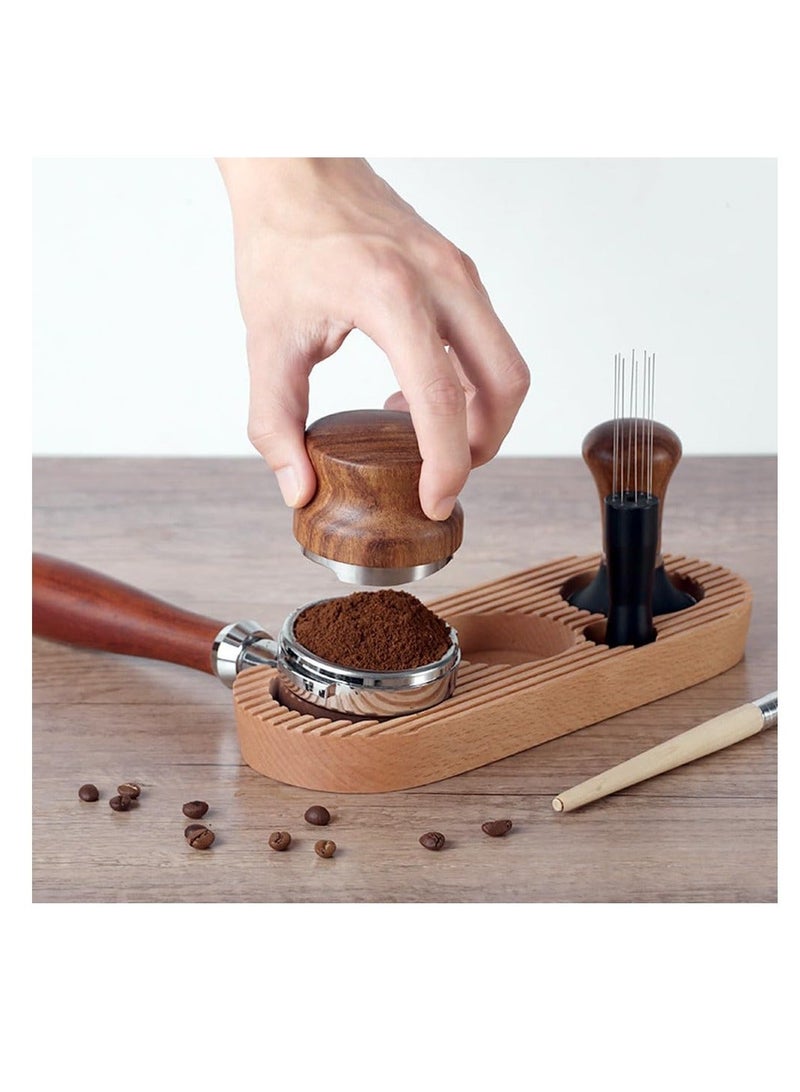 XiuWoo Espresso Tamping Station, Wooden Premium 3-in-1 Tamper Distributor and Portafilter Holder, Coffee Station Organizer for Kitchen, Bar, Restaurant, Café, 51mm/53mm - Image 2