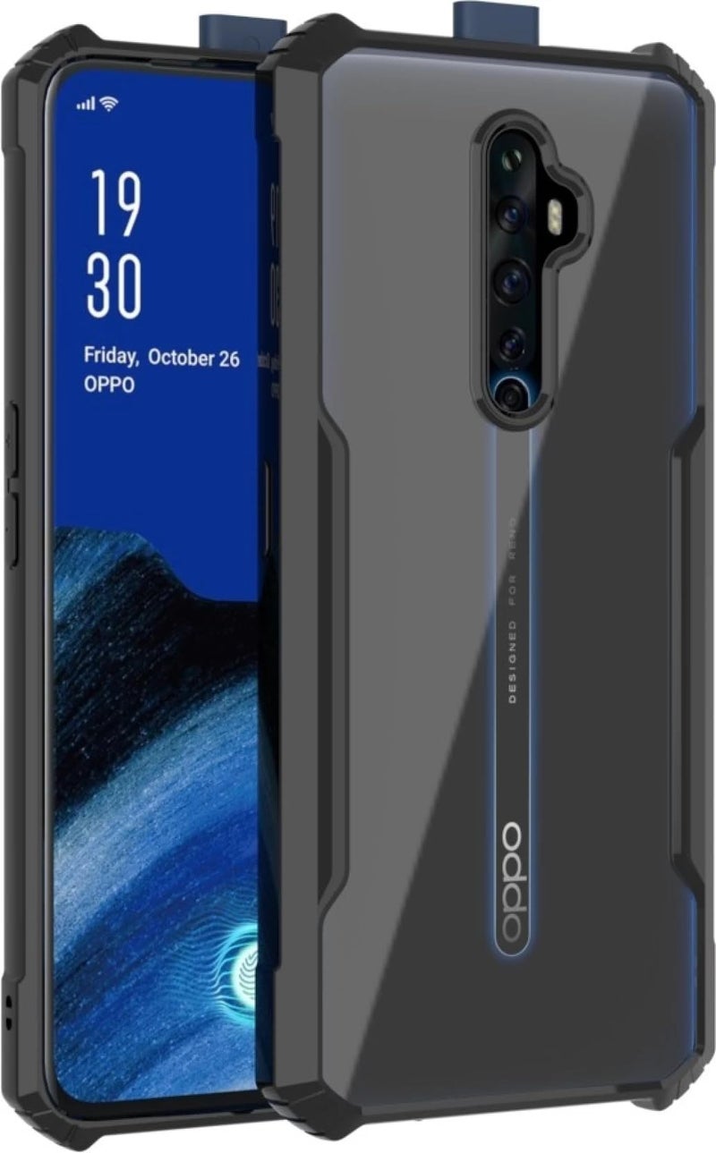 SHINESTAR Ultra Thin 360 Degree Protection Plastic Crystal Clear Transparent Bumper Back Cover for Oppo Reno 2F / Reno 2z Back Cover, Black - Image 1
