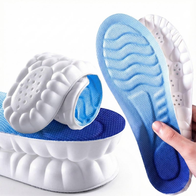 Thick Flexible Foam Insole For Superior Comfort - Breathable Padded Foot Pain Relief Medical Shoe Pads for Long Standing and Sport (1 Pair) (Blue)