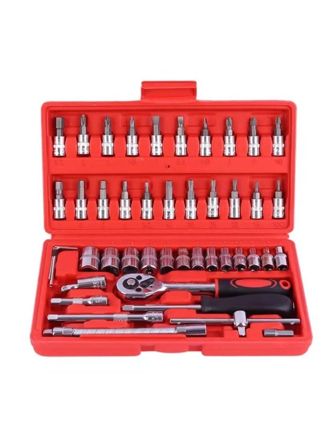 40-piece socket wrench set, wrench kit, mechanical tool set, quick-release wrench set, socket wrench bits and extension bar set, DIY auto repair bit set. - Image 1