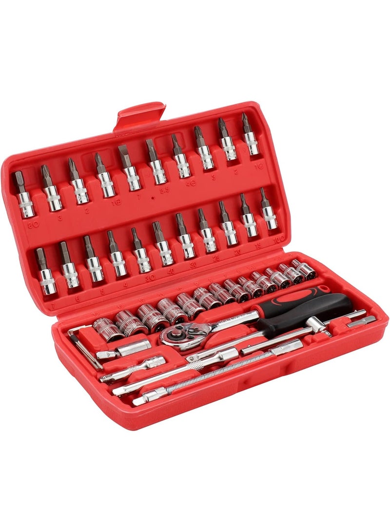 40-piece socket wrench set, wrench kit, mechanical tool set, quick-release wrench set, socket wrench bits and extension bar set, DIY auto repair bit set. - Image 2