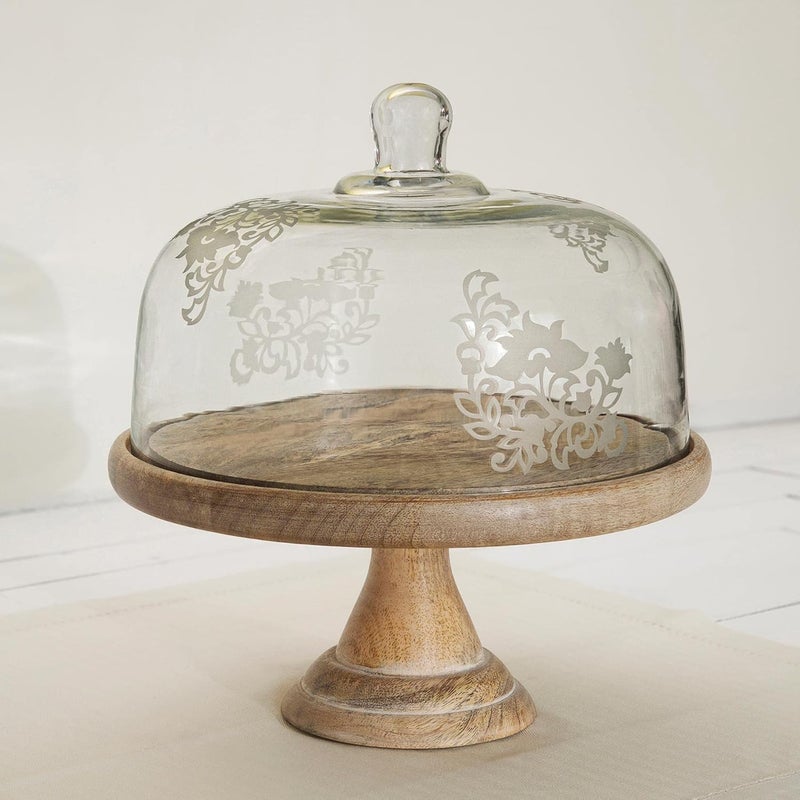 Ellementry Upper Crust Glass Cloche With Wooden Base - Image 3