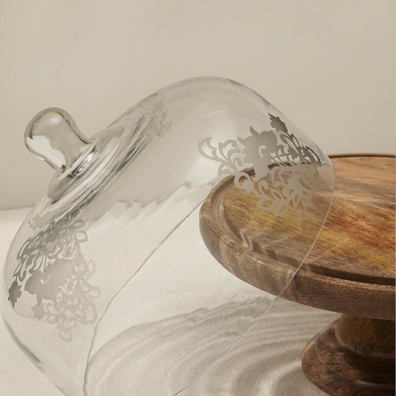 Ellementry Upper Crust Glass Cloche With Wooden Base - Image 2