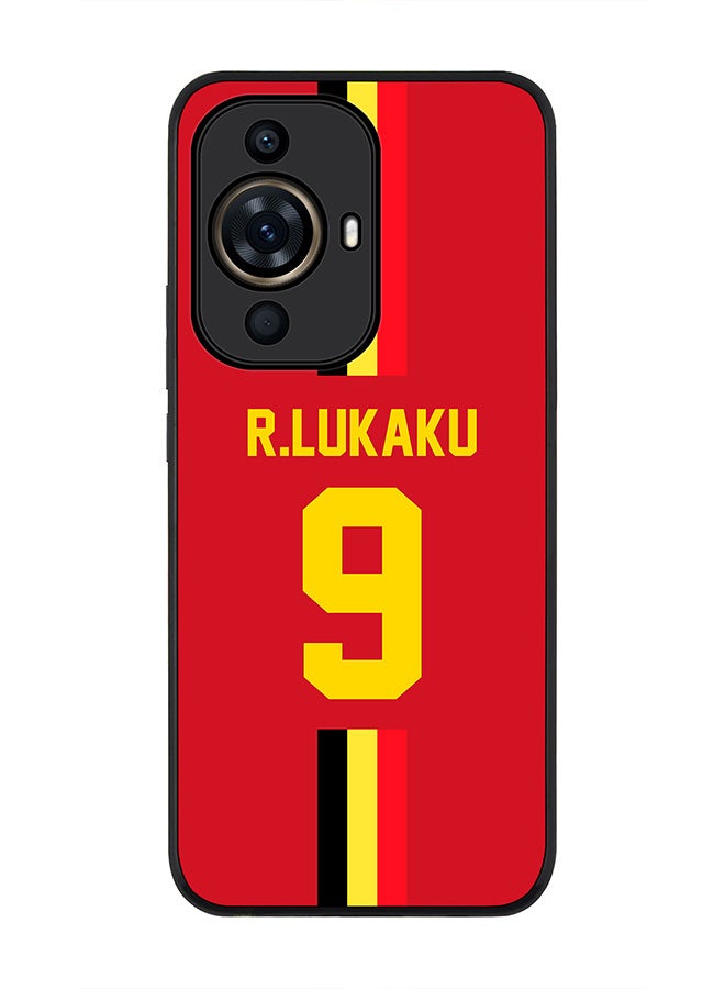 Stylizedd Rugged Black Edge case for Huawei nova 11 Pro, Slim fit Soft Flexible Rubber Edges Anti Drop Cover - Football Team - Belgium, Player Name - R.Lukaku - Image 1