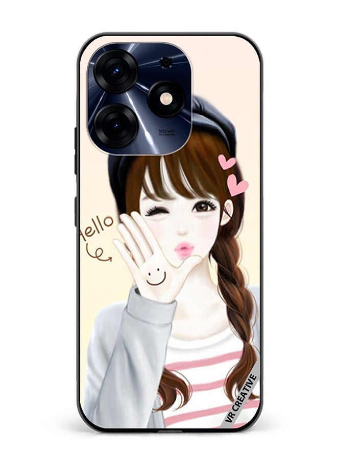 VR CREATIVE Protective Case Cover For Tecno Spark 10 Pro Hello Girl Design Multicolour - Image 1