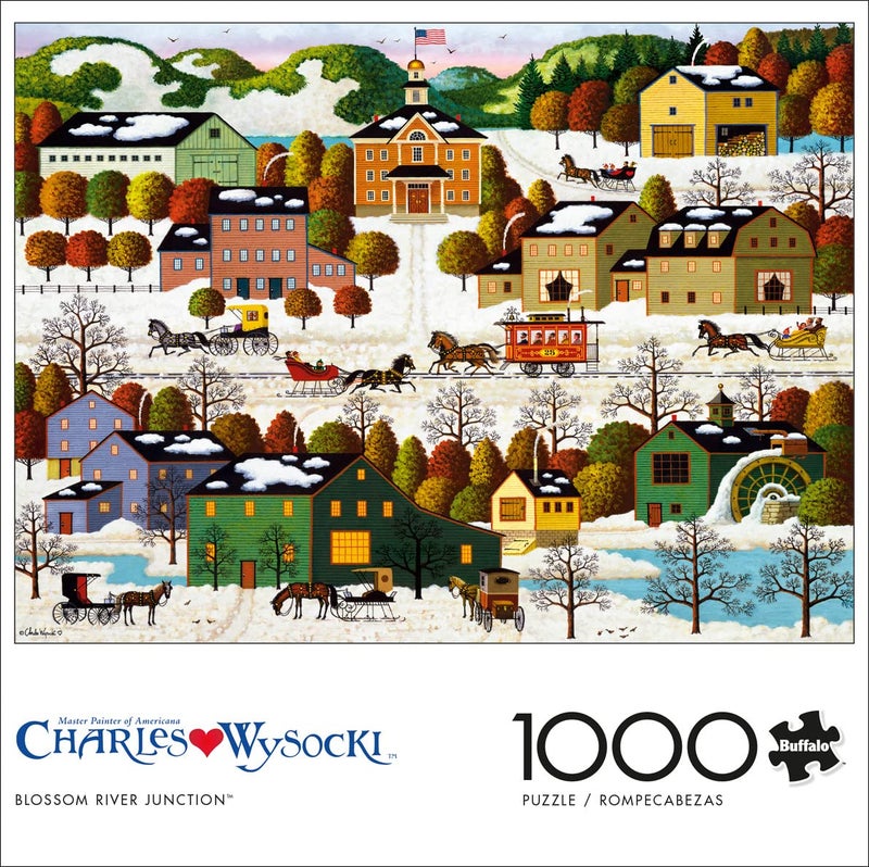 Buffalo Games â€“ Charles Wysocki - Blossom River Function - 1000 Piece Winter Jigsaw Puzzle - Festive, Puzzles for Adults â€“ Precision-Cut Pieces, Christmas Artwork, Hours of Relaxing Fun - Image 2