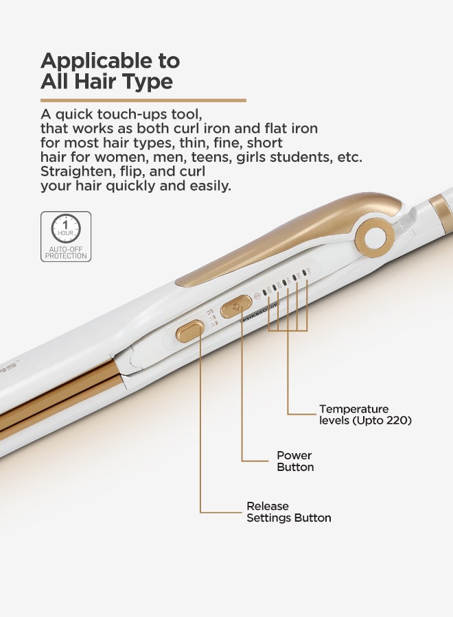GEEPAS 2 In 1 Ceramic Hair Straightener Auto Adjustable Temperature And 360 Degree Swivel Cord White/Brown 500grams - Image 4