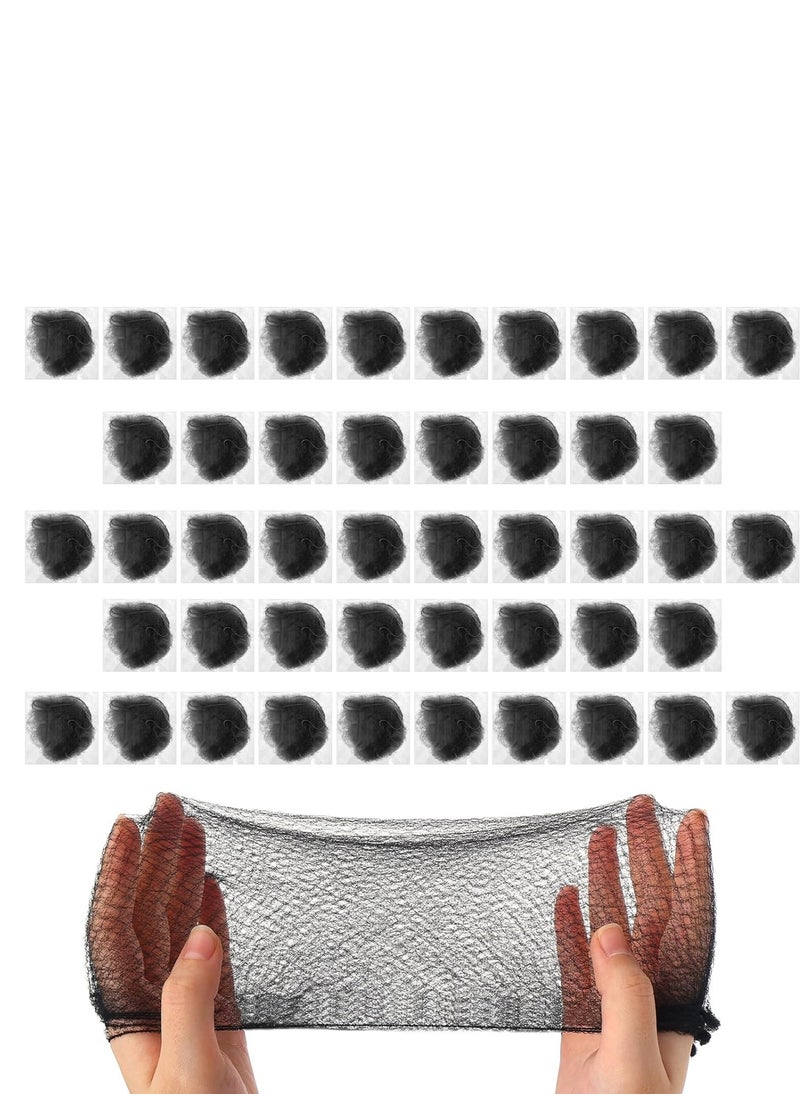 Prasacco Prasacco 50 Pieces Hair Nets for Buns, Elastic Edge Mesh Hair Nets Hair Nets for Women Girls Invisible Hair Nets Nylon Hair Nets for Buns Ballet Hair Net for Girls Women Hair (50 cm/20 inch)(Black)  - Image 1