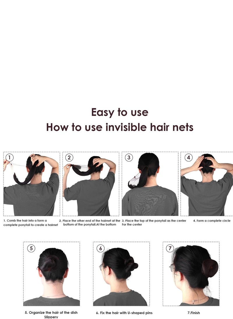 Prasacco Prasacco 50 Pieces Hair Nets for Buns, Elastic Edge Mesh Hair Nets Hair Nets for Women Girls Invisible Hair Nets Nylon Hair Nets for Buns Ballet Hair Net for Girls Women Hair (50 cm/20 inch)(Black)  - Image 3