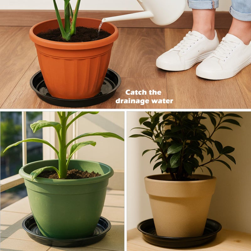 Planterhoma 30 Packs 14 Inches Large Plant Saucers for Indoor Outdoor Use Heavy Duty Plastic Plant Plate Dish for Planter Bulk Round Flower Pot Drip Trays to Catch Water 4 to 20 Inch, Black - Image 4