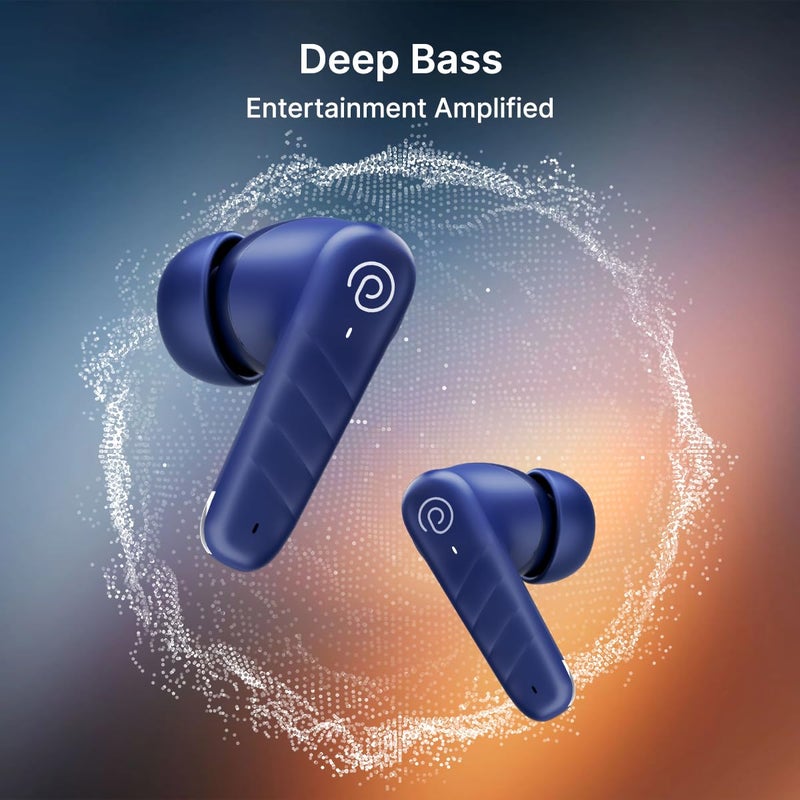 PTron سماعات أذن Bassbuds Spark اللاسلكية بتقنية TWS مع صوت ستيريو، 40 ساعة من وقت التشغيل، مكالمات ستيريو، سماعات بلوتوث V5.3 مع اقتران سريع، تحكم باللمس، مساعد صوتي، شحن Type C ومقاومة للماء IPX5 (أزرق) - Image 5