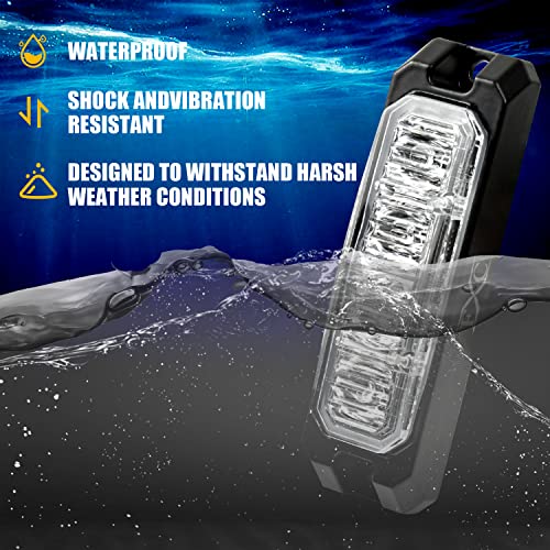 FXC ضوء فلاش ستروب LED 4-LED أبيض/كهرماني مقاوم للماء إشارة طوارئ، شريط تحذير Purishion 16 نمط وميض للسيارات SUV شاحنة بيك أب فان مركبة POV (عبوة 2)(4LED أبيض/كهرماني) - Image 3