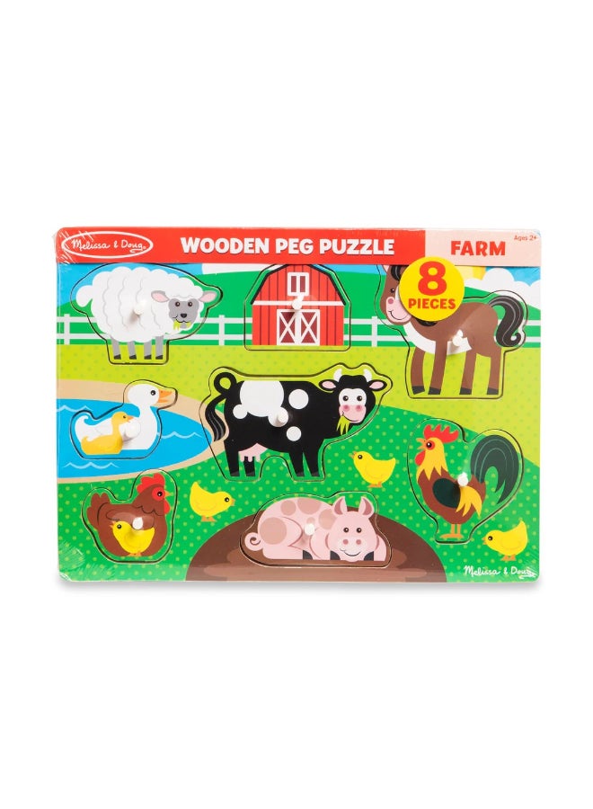 Melissa & Doug لعبة الألغاز الخشبية للحيوانات المزرعية - 8 قطع - Image 1