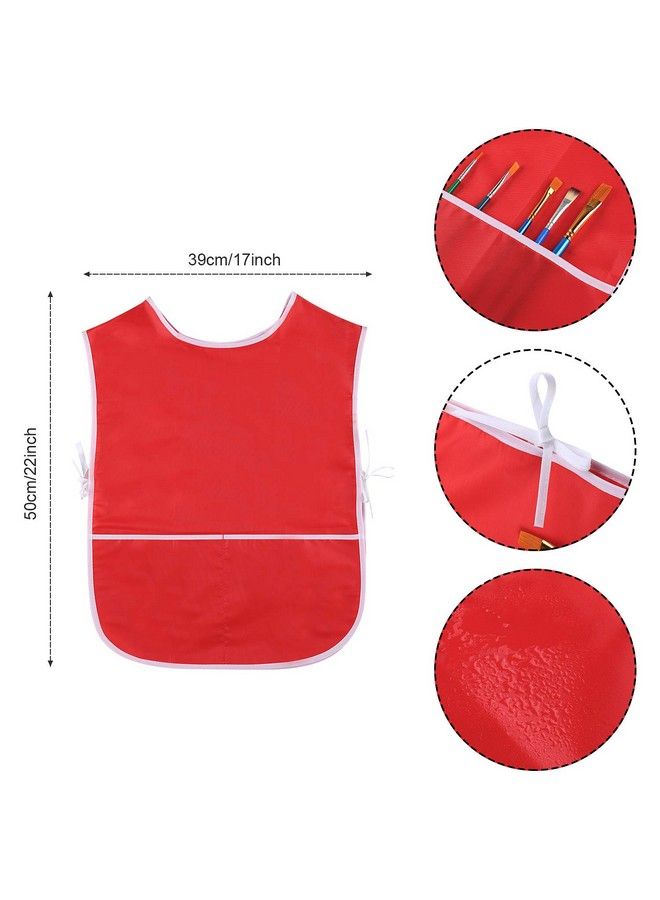 Satinior 4 Pieces Art Smock For Kids Artist Smock Waterproof Painting Apron Painting Smocks For Children 4 Colors (Red Green Gold Royal Blue) - Image 3