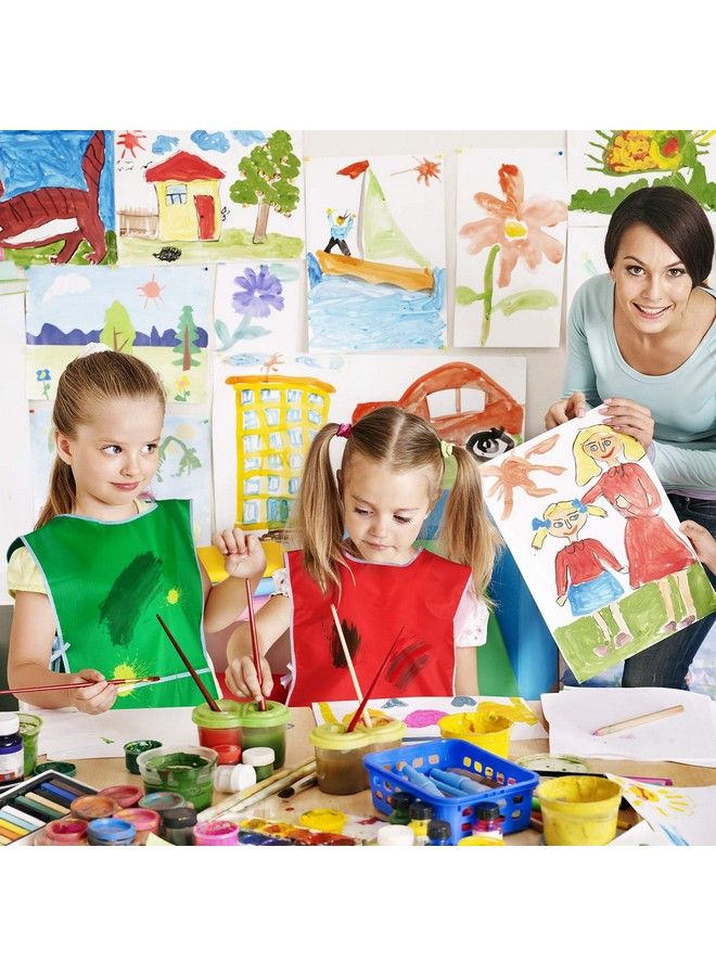 Satinior 4 Pieces Art Smock For Kids Artist Smock Waterproof Painting Apron Painting Smocks For Children 4 Colors (Red Green Gold Royal Blue) - Image 5