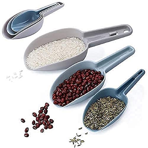 MOBDESK 3 Pcs Multi-Purpose Plastic Nesting Scoop Spoons for Canisters Flour Cereal Popcorn Scoop Set Kirana Shop, Grocery, Grains, Sugar, Atta, Rice, Masala Powder, Ice Cream etc(Multi Colour) p-9658 - Image 3