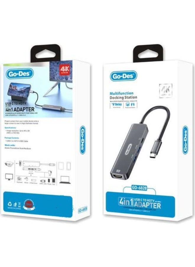 GO-DES - Type-C To HDTV 4 In 1 Converter Adapter GD-6828 - Image 1
