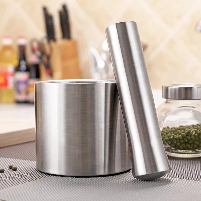 Dual Structure Silent Mortar and Pestle Glossy Kitchen Grinder Practical and Cleanable - Image 5