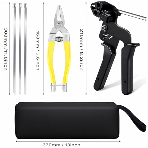 Balabulala Stainless Steel Cable Tie Gun with Metal Zip Ties for Fastening and Cutting Metal Cable Ties 100pcs 118inch Stainless Steel Zip Ties heavy duty for Chain Link Fence Exhaust Pipe Outdoor - Image 3
