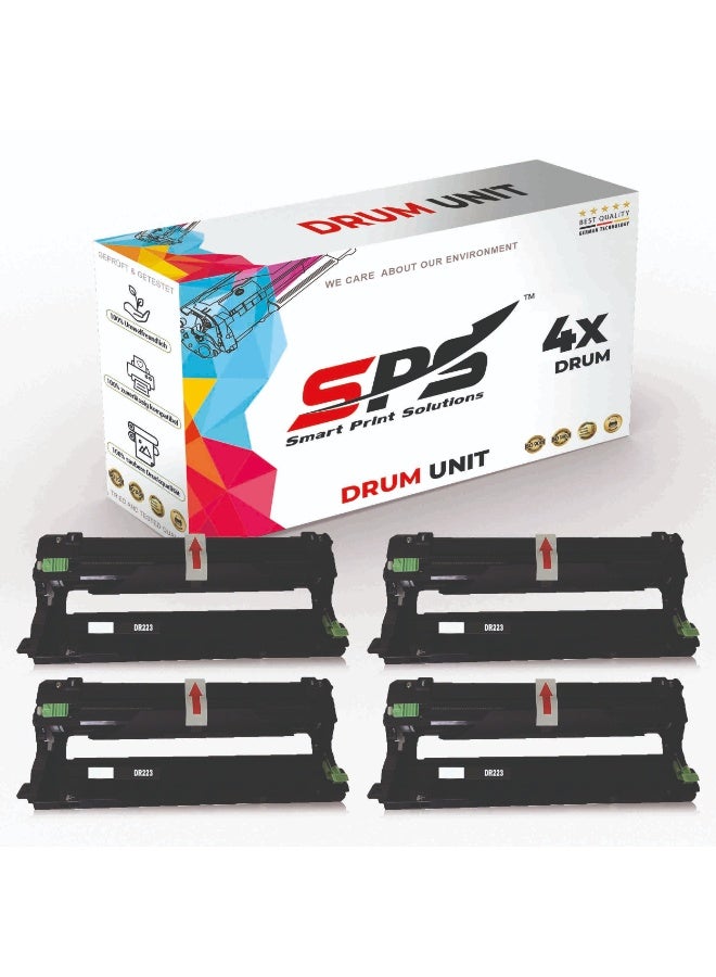 Smart Print Solutions SPS Compatible Drum Cartridges for Brother - DR-223 | 4x Black | Yield upto 18,000 Pages - Image 1