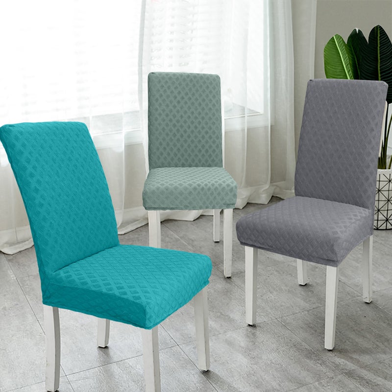 Dining Chair Slipcover, High Stretch Removable Chair Cover Washable Chair Seat Protector Cover, Jacquard Rhombus, Chair Cover Slipcover for Home Party Hotel Wedding Ceremony, Grey - Image 5