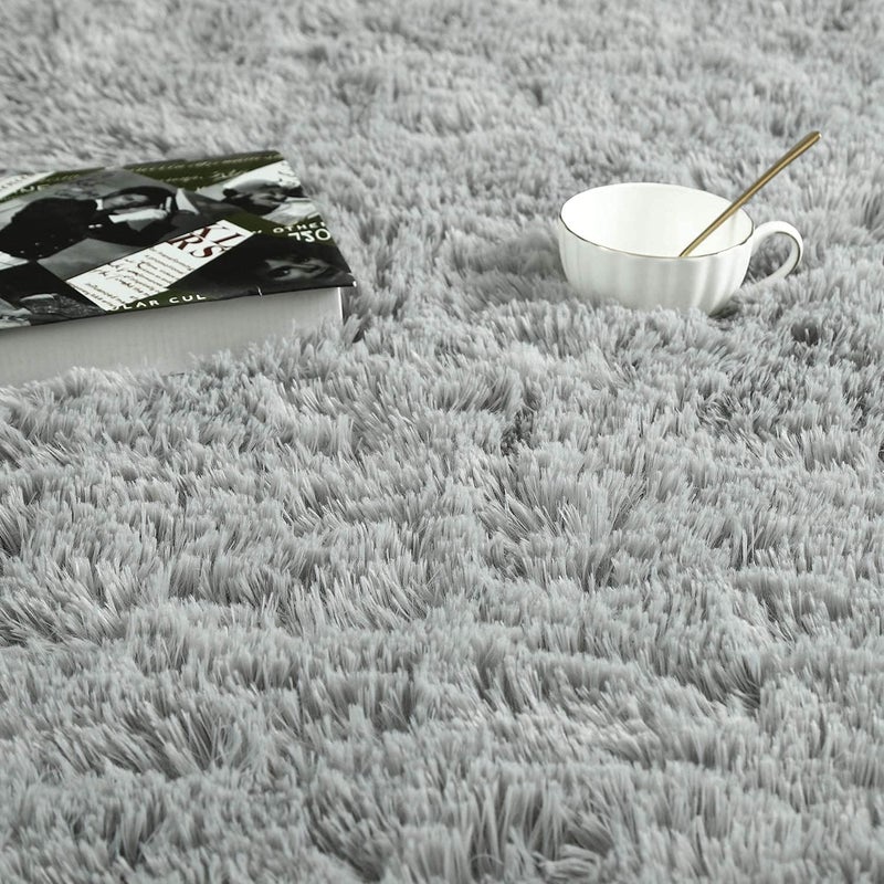 ISEAU Fluffy Runner Rug for Dorm, College, Apartment, Bedroom Plush Area Rugs, Shag Carpet with Rubber Backing Non Slip, Comfy Nursery Mat Bedside Rug for Kids Boys Room Home Decor, 2ft x 6ft, Grey - Image 4