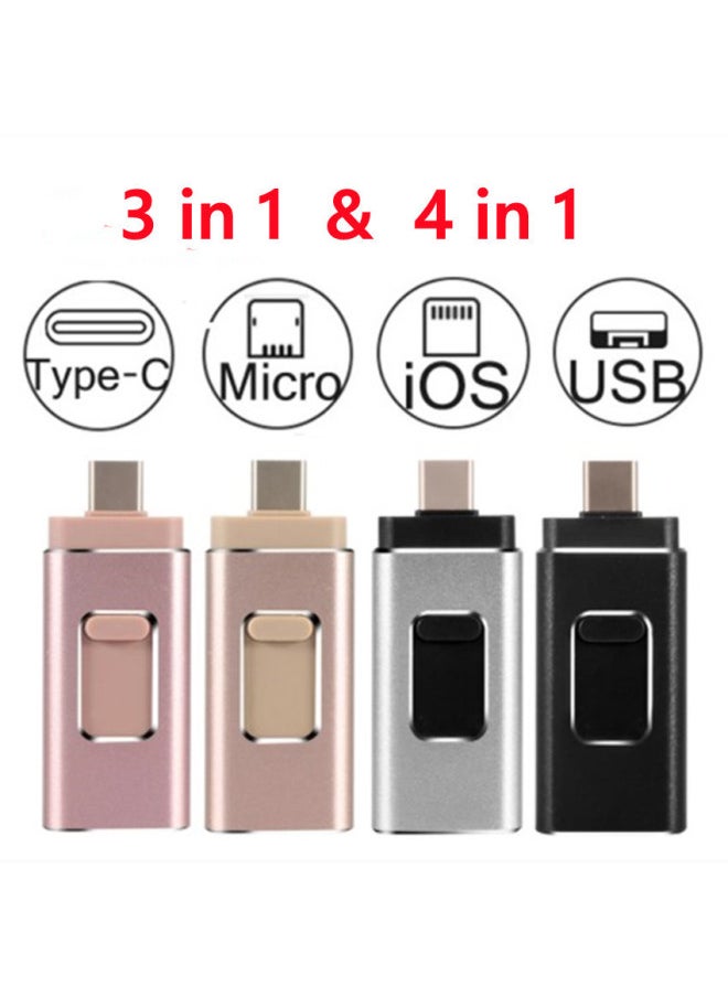 Mobile Phone U Disk 4 In 1 3 In 1 For Apple Android Typec USB Multi-function Gift 1T 128g-Color:Four In One Silver-Capacity:128GB  - Image 5