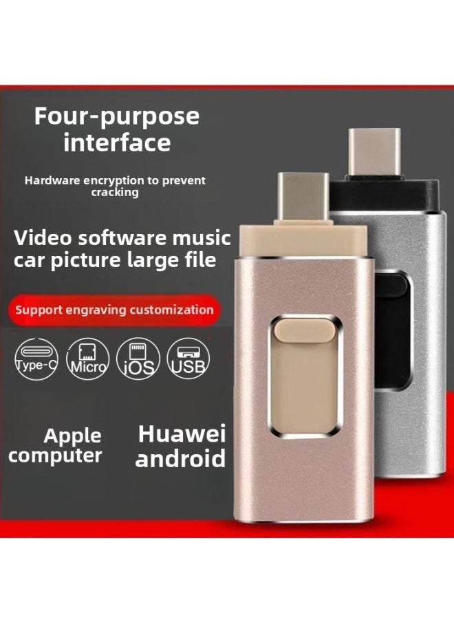 Mobile Phone U Disk 4 In 1 3 In 1 For Apple Android Typec USB Multi-function Gift 1T 128g-Color:Four In One Silver-Capacity:128GB  - Image 3