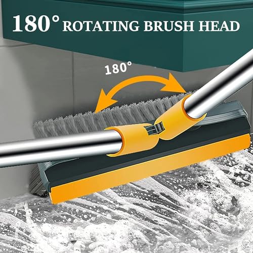 RECLUSE 3 in 1 Tiles Cleaning Bathroom Brush | Floor Brush Scrubber with Long Handle, Kitchen Crevice with Squeegee, 180° Triangular Rotating Home Kitchen Bathroom Cleaning Accessories - Image 5