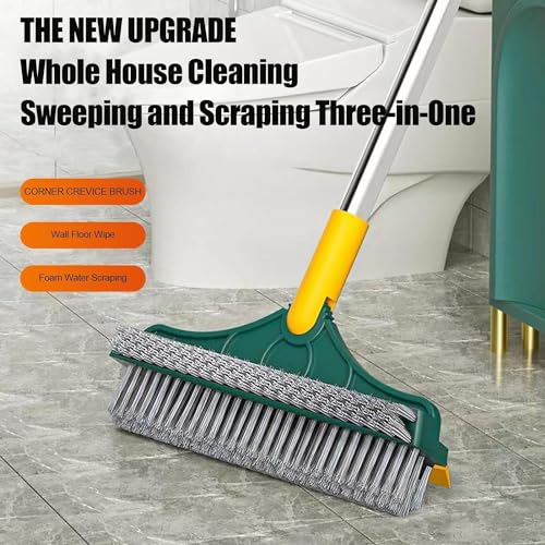RECLUSE 3 in 1 Tiles Cleaning Bathroom Brush | Floor Brush Scrubber with Long Handle, Kitchen Crevice with Squeegee, 180° Triangular Rotating Home Kitchen Bathroom Cleaning Accessories - Image 4