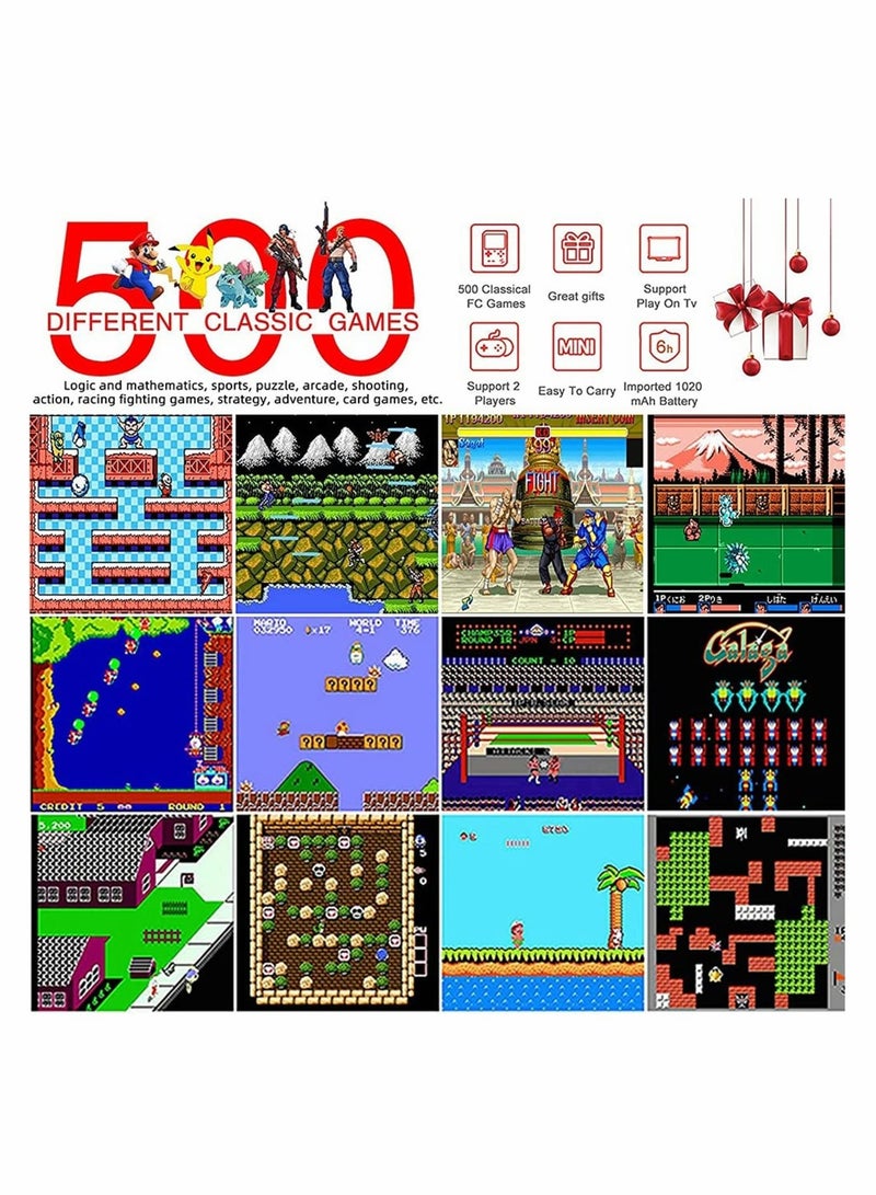 SOLARAE Handheld Gameboy Console, 500 Super Classic FC Games, Mini Handheld Game Console with 3.0-Inches Color Screen, 1020mAh Rechargeable Battery Portable Game Connect to TV and Two Players - Image 3