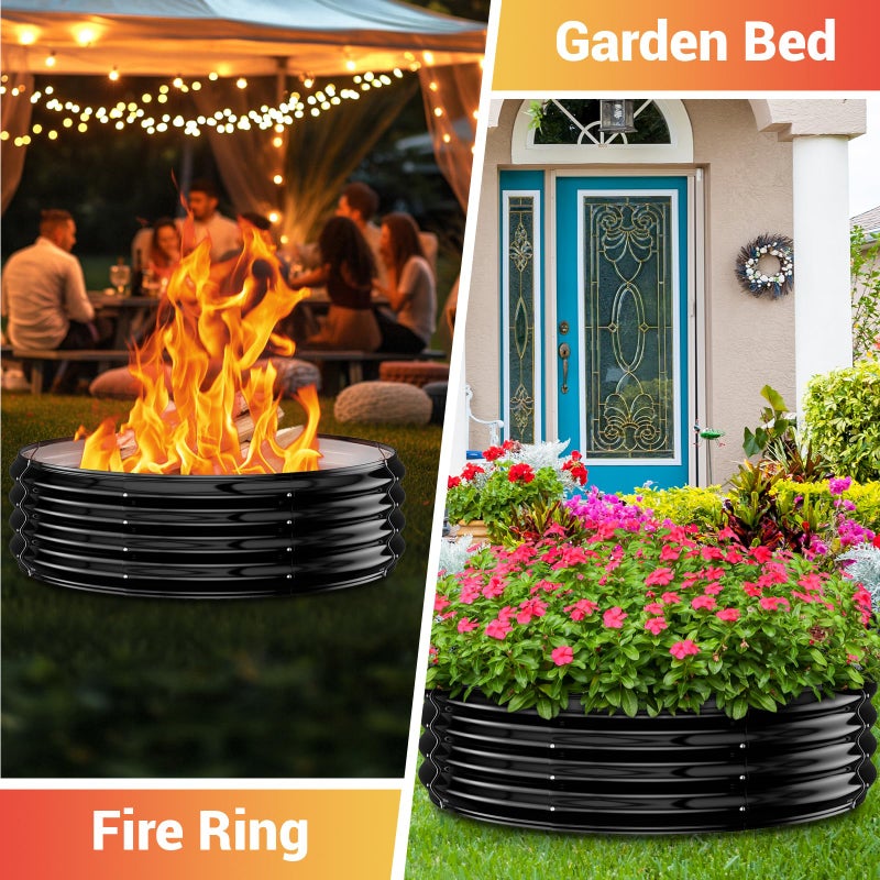 XGMDD 60 Inch Extra Large Fire Pit Ring for Outside, Heavy Duty Wood Burning Firepits & Outdoor Fireplace,12'' Tall High Heat Resistant Fire Bowl Galvanized Steel Portable for Backyard Bonfire,Patio,Camping - Image 5